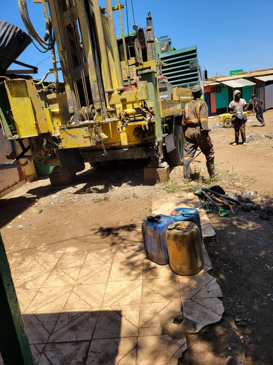 Borehole drilling rig operating at a Kenyan project site